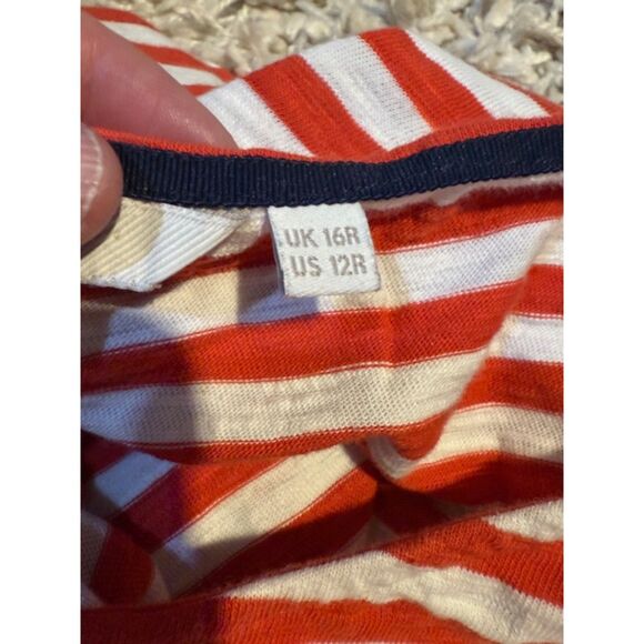 Boden Darcy red white striped t‑shirt dress US 12R Breton nautical preppy cotton - Picture 7 of 9